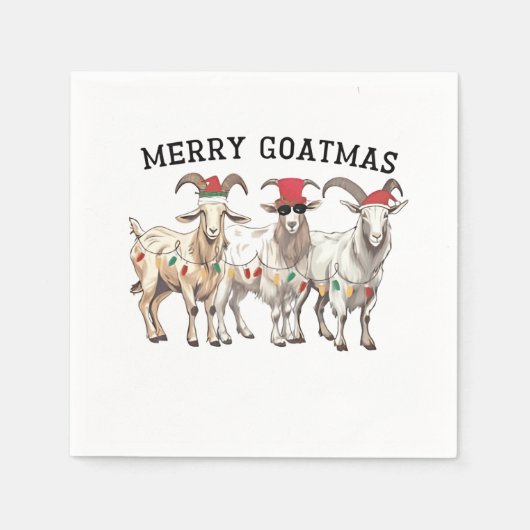 Serviette En Papier Joyeux Goatmas Animal Chèvre Amour Joyeux Noël (Devant)