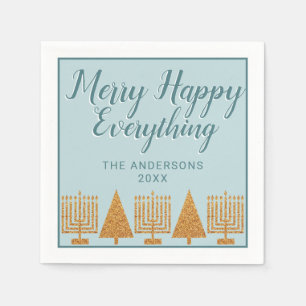 Serviette En Papier Joyeux Gold Blue Interfaith Party