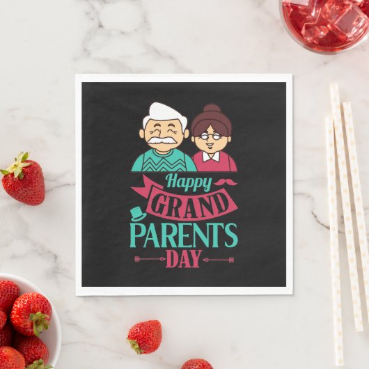 Serviette En Papier Joyeux Grand-parents Jour mot art (En situation)