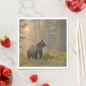 Serviette En Papier Joyeux Grizzly Bear d'anniversaire (En situation)