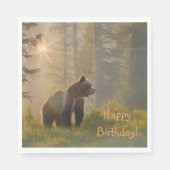 Serviette En Papier Joyeux Grizzly Bear d'anniversaire (Devant)