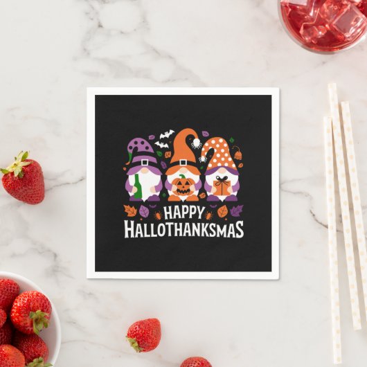 Serviette En Papier Joyeux Hallothanksmas Gnomes Lover Joyeux Noël (En situation)
