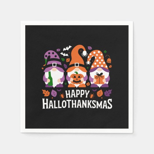 Serviette En Papier Joyeux Hallothanksmas Gnomes Lover Joyeux Noël (Devant)