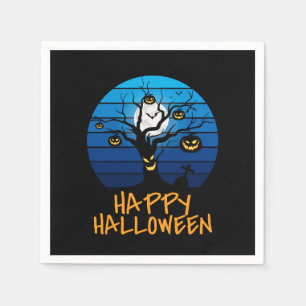 Serviette En Papier Joyeux Halloween arbre Éffrayant, Lune
