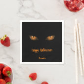 Serviette En Papier Joyeux Halloween | Black Orange Cat Eyes (En situation)