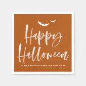 Serviette En Papier Joyeux Halloween Brosse Lettrer Burnt Orange (Devant)
