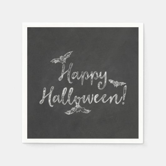 Serviette En Papier Joyeux Halloween Chalk Chalk Jour de Noël (Devant)