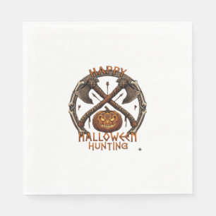 Serviette En Papier Joyeux Halloween Chasse Citrouille Haches Croisées