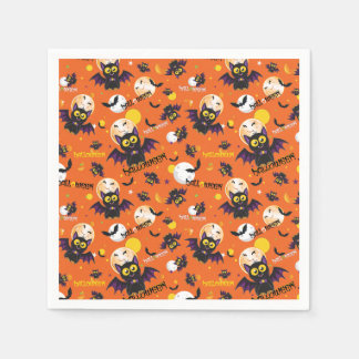 Serviette En Papier Joyeux Halloween Chauve-Souris Vampire Pleine Lune