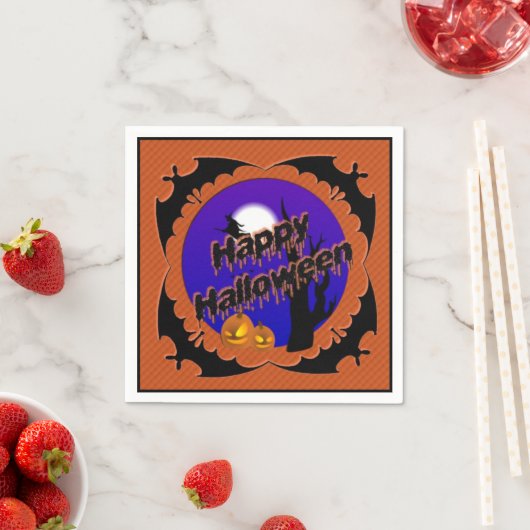 Serviette En Papier Joyeux Halloween chauves-souris Papier Party Napki (En situation)
