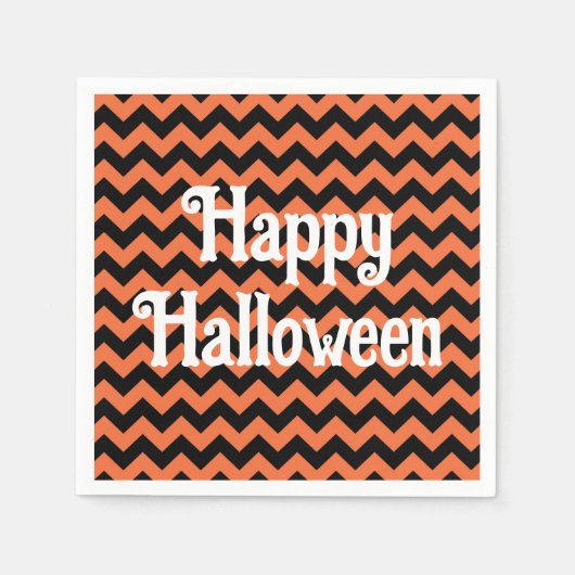 Serviette En Papier Joyeux Halloween chevron strié enfants fête (Devant)
