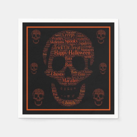 Serviette En Papier Joyeux Halloween crâne Éffrayant (Devant)