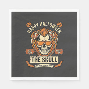 Serviette En Papier Joyeux Halloween Crâne Mohawk Lunettes de soleil C