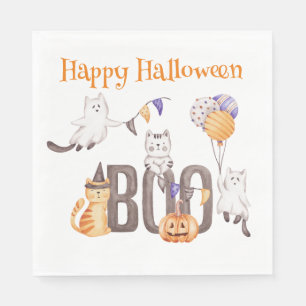 Serviette En Papier Joyeux Halloween CUTE CUTE KITTENS & BOO