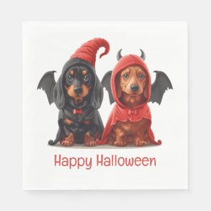 Serviette En Papier Joyeux Halloween Dachshund Chiens Devil Bat