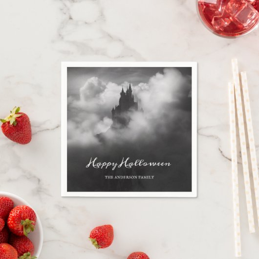 Serviette En Papier Joyeux Halloween Éffrayant Castle Party (En situation)