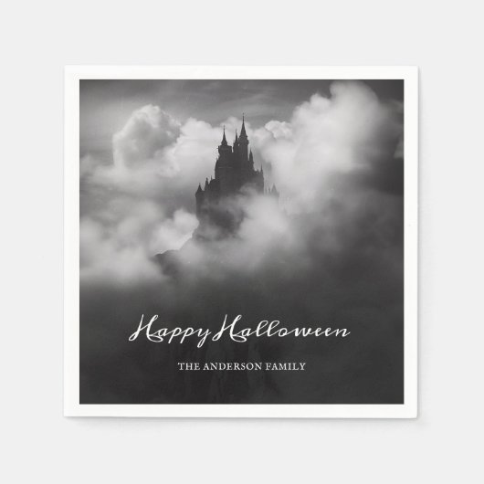 Serviette En Papier Joyeux Halloween Éffrayant Castle Party (Devant)
