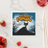Serviette En Papier Joyeux Halloween Éffrayant Cat Party (En situation)