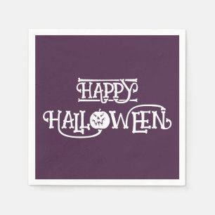 Serviette En Papier 'Joyeux Halloween' Fête riche en prune profonde 