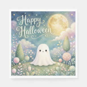 Serviette En Papier Joyeux Halloween Gentil Fantôme Jardin Pastel