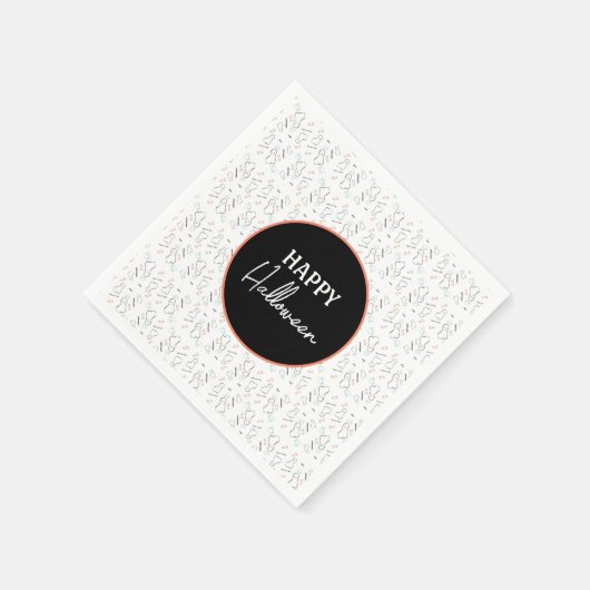 Serviette En Papier Joyeux Halloween Ghost Candy main Lettering Doodle (Coin)