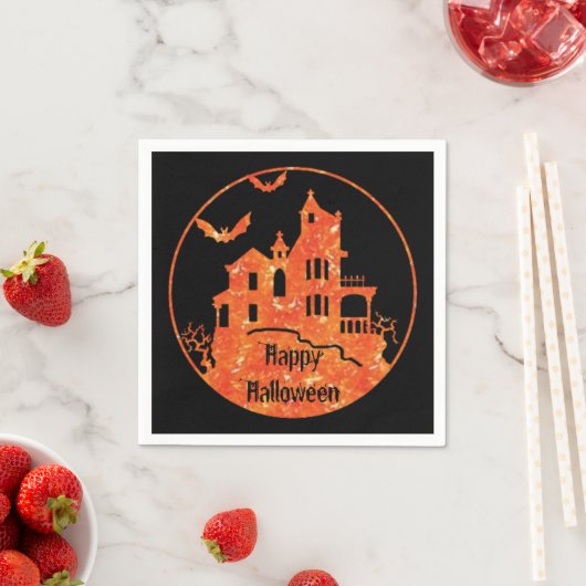 Serviette En Papier Joyeux Halloween Haunted House Napkins (En situation)
