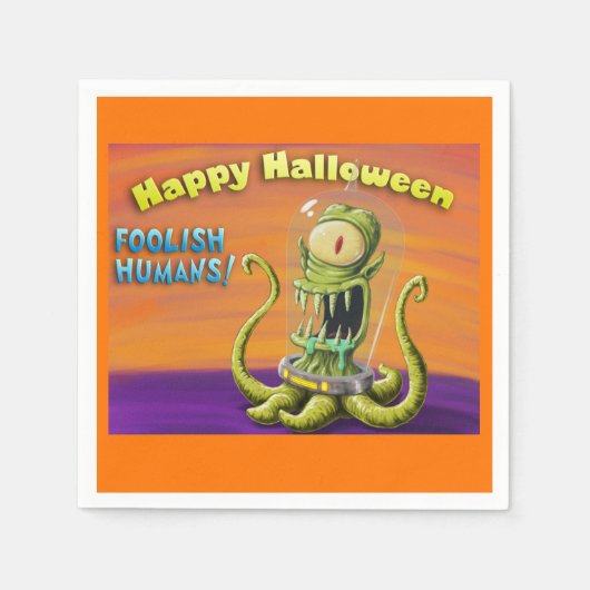 Serviette En Papier Joyeux Halloween Humains stupides (Devant)