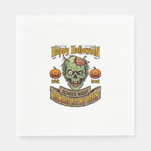 Serviette En Papier Joyeux Halloween Les Zombies Ont Mangé La Tête De