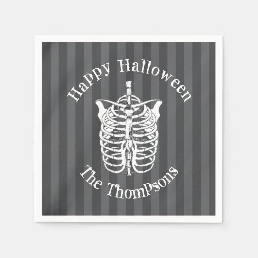 Serviette En Papier Joyeux Halloween mignon squelette Éffrayant effray (Devant)