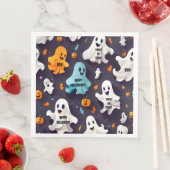 Serviette En Papier Joyeux Halloween  Mini Fantômes  (En situation)