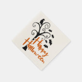 Serviette En Papier Joyeux Halloween Orange Black Dead Tree Bats Raven (Coin)