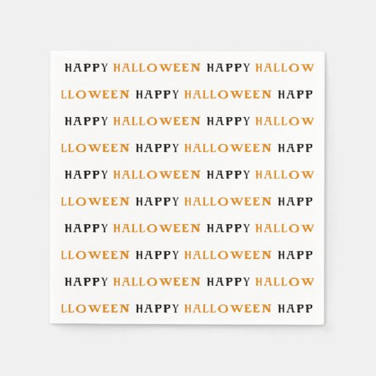 Serviette En Papier Joyeux Halloween Orange Black Writing Party (Devant)