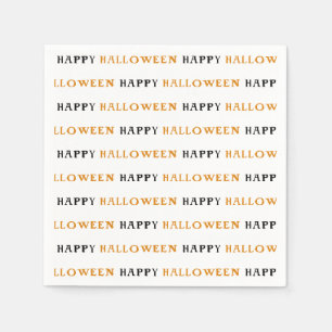 Serviette En Papier Joyeux Halloween Orange Noir Texte Fête