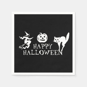 Serviette En Papier Joyeux Halloween papier noir blanc effrayant