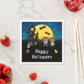 Serviette En Papier Joyeux Halloween Party Werewolf Blue (En situation)