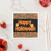 Serviette En Papier Joyeux Halloween texte blanc serviettes (En situation)
