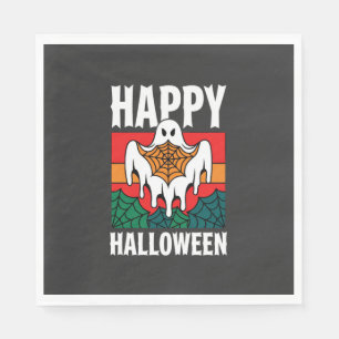 Serviette En Papier Joyeux Halloween Toile Araignée Fantôme Rétro