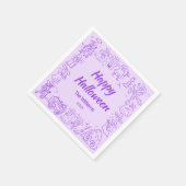 Serviette En Papier Joyeux Halloween violet Quirky Doodles Tiré Main (Coin)