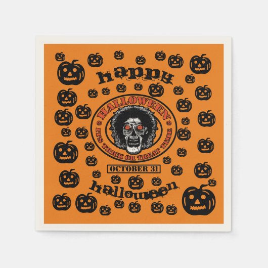 Serviette En Papier Joyeux Halloween - Zombie (Devant)