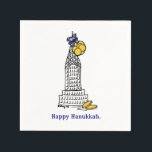 Serviette En Papier Joyeux Hanoukka Chanukah Gelt NYC Fêtes juives<br><div class="desc">Les serviettes sont ornées d'une illustration originale d'un repère classique de New York "habillé" pour la saison des fêtes avec de la gelée de vacances en or! Cette illustration est également disponible sur d'autres produits. Ne vois-tu pas ce que tu cherches ? Vous avez besoin d'aide pour la personnalisation ?...</div>