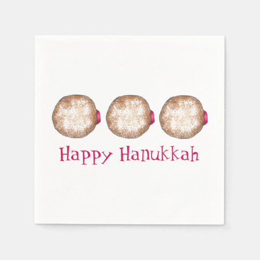 Serviette En Papier Joyeux Hanoukka Chanukah Jelly Donut Sufganiyah (Devant)