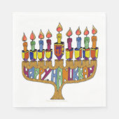 Serviette En Papier Joyeux Hanoukka Dreidel Menorah Papier serviettes (Devant)