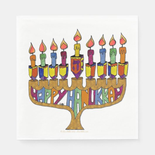 Serviette En Papier Joyeux Hanoukka Dreidel Menorah Papier serviettes (Devant)