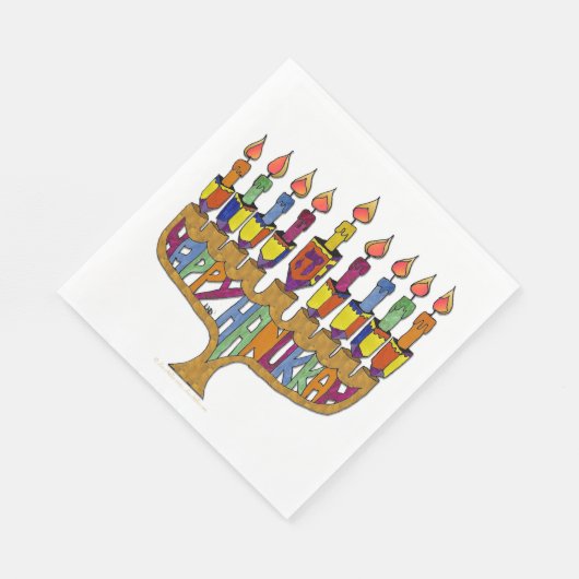 Serviette En Papier Joyeux Hanoukka Dreidel Menorah Papier serviettes (Coin)