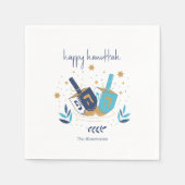 Serviette En Papier Joyeux Hanoukka Floral Dreidel (Devant)