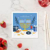 Serviette En Papier Joyeux Hanoukka Napkins (En situation)