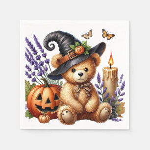 Serviette En Papier Joyeux Helloween Ourson sorcier mignon
