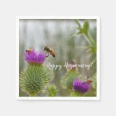 Serviette En Papier Joyeux Hogmanay Party Scottish Thistle Honey Bees (Devant)