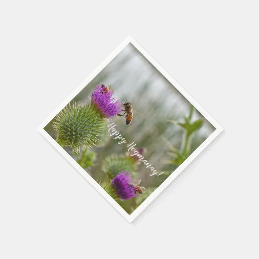 Serviette En Papier Joyeux Hogmanay Party Scottish Thistle Honey Bees (Coin)