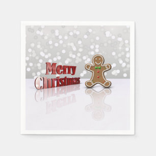 Serviette En Papier Joyeux homme en pain d'épice de Noël